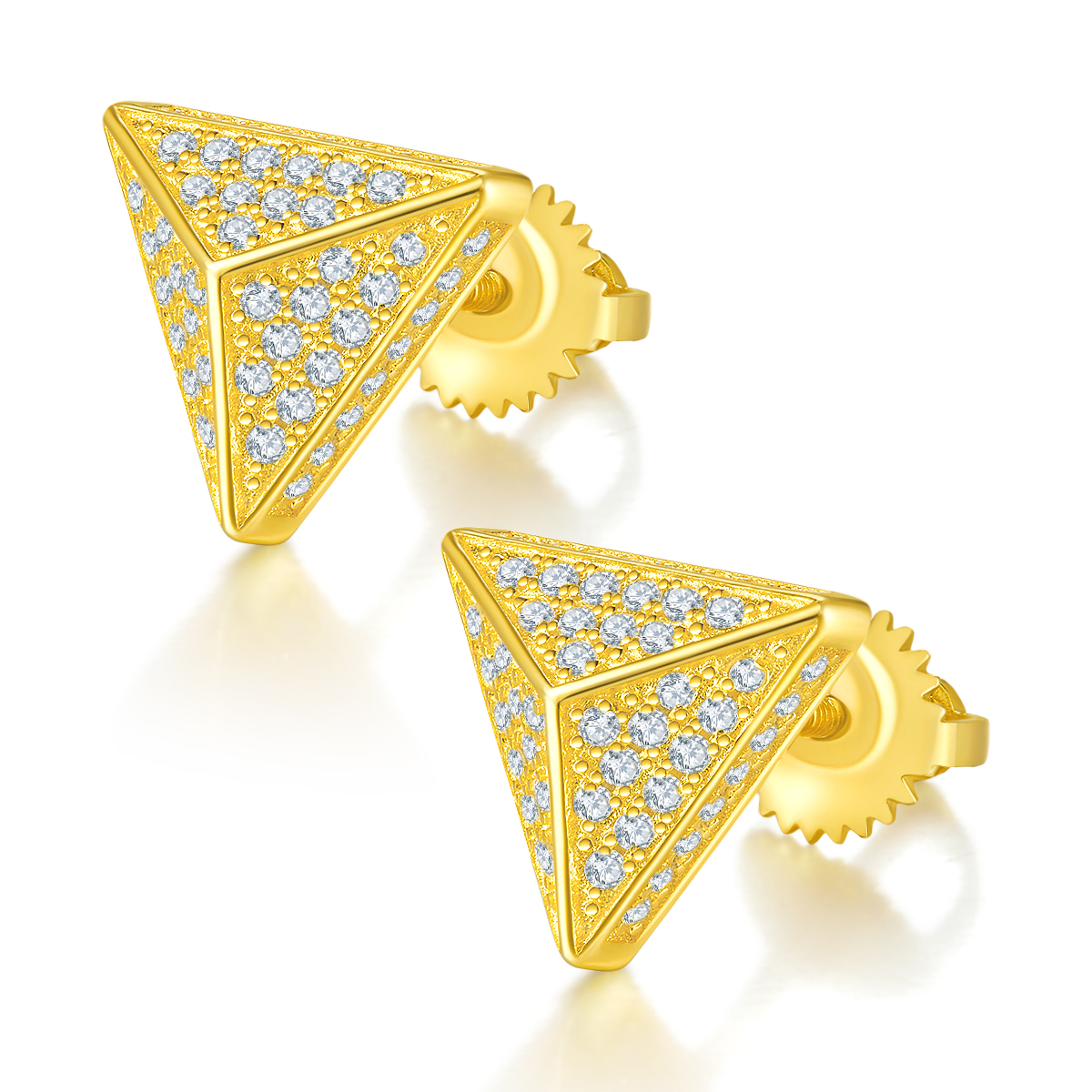 Triangle S925 Silver Earrings with Threaded Moissanite Diamond Cribs D Grade 0.51CT