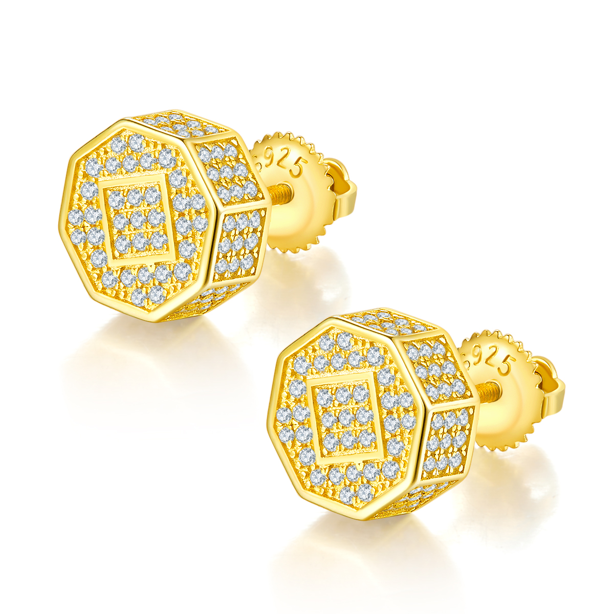 Rhombic S925 Silver Studs with Threaded Moissanite Criolite D Grade 0.79CT