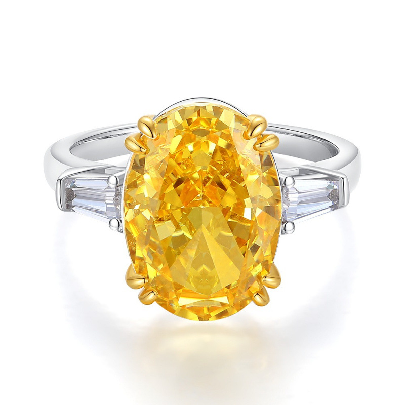 S925 Sterling Silver 10 Carat Yellow Diamond Ice Flower Cut Cushion Cut