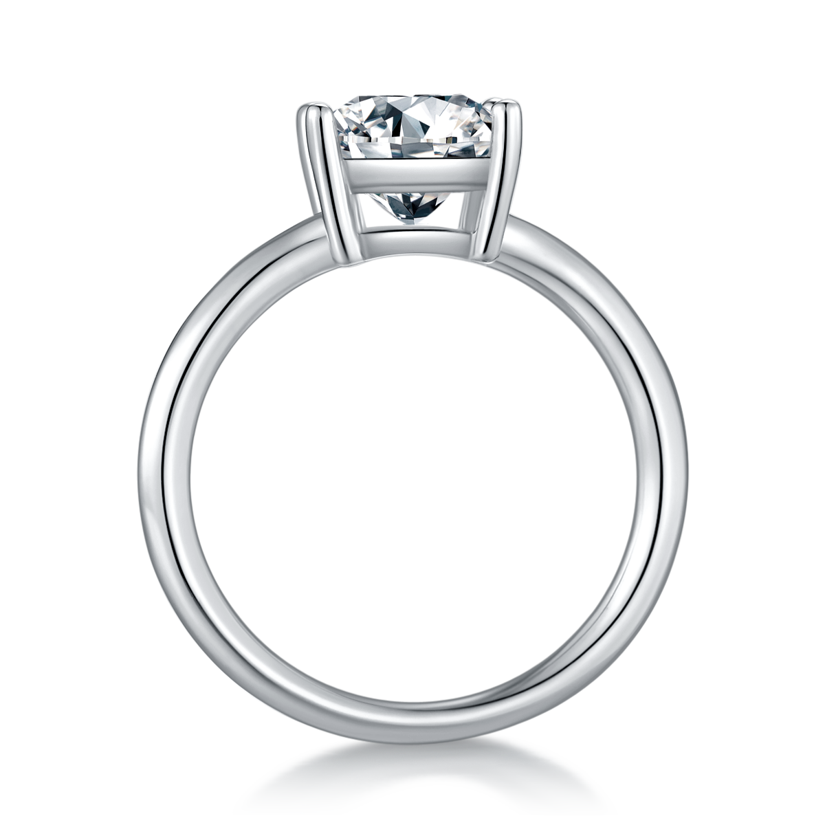 Classic Square S925 Silver Plated White Gold Moissan Diamond Women's Ring 3.0 Ct Grade D