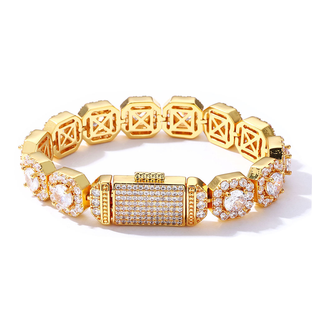 Hip Hop Bracelet Ice Sugar Chain Zircon Bracelet Trendy Personality Fashion Jewelry Men's Bracelet